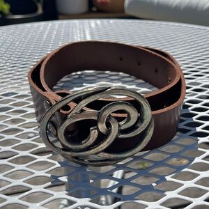 Spanish Brown Leather Belt and Removable Metal Buckle (36”)